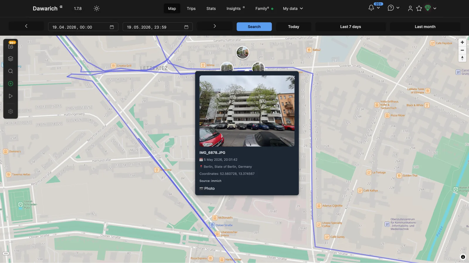 Photos on the map