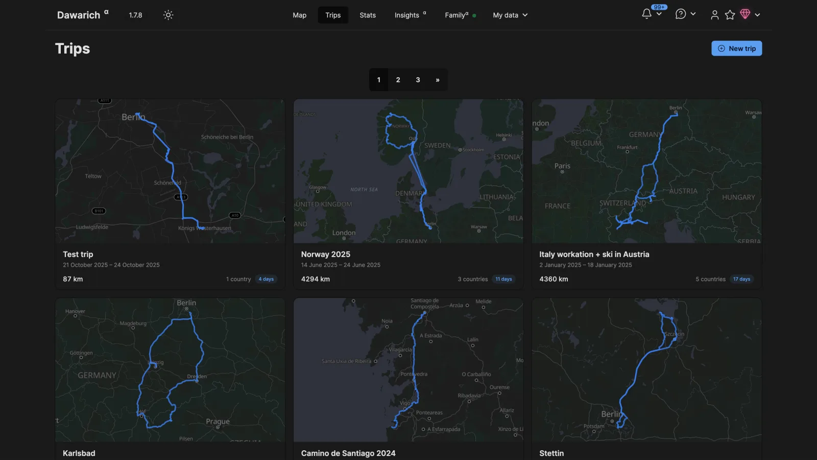 Trips list