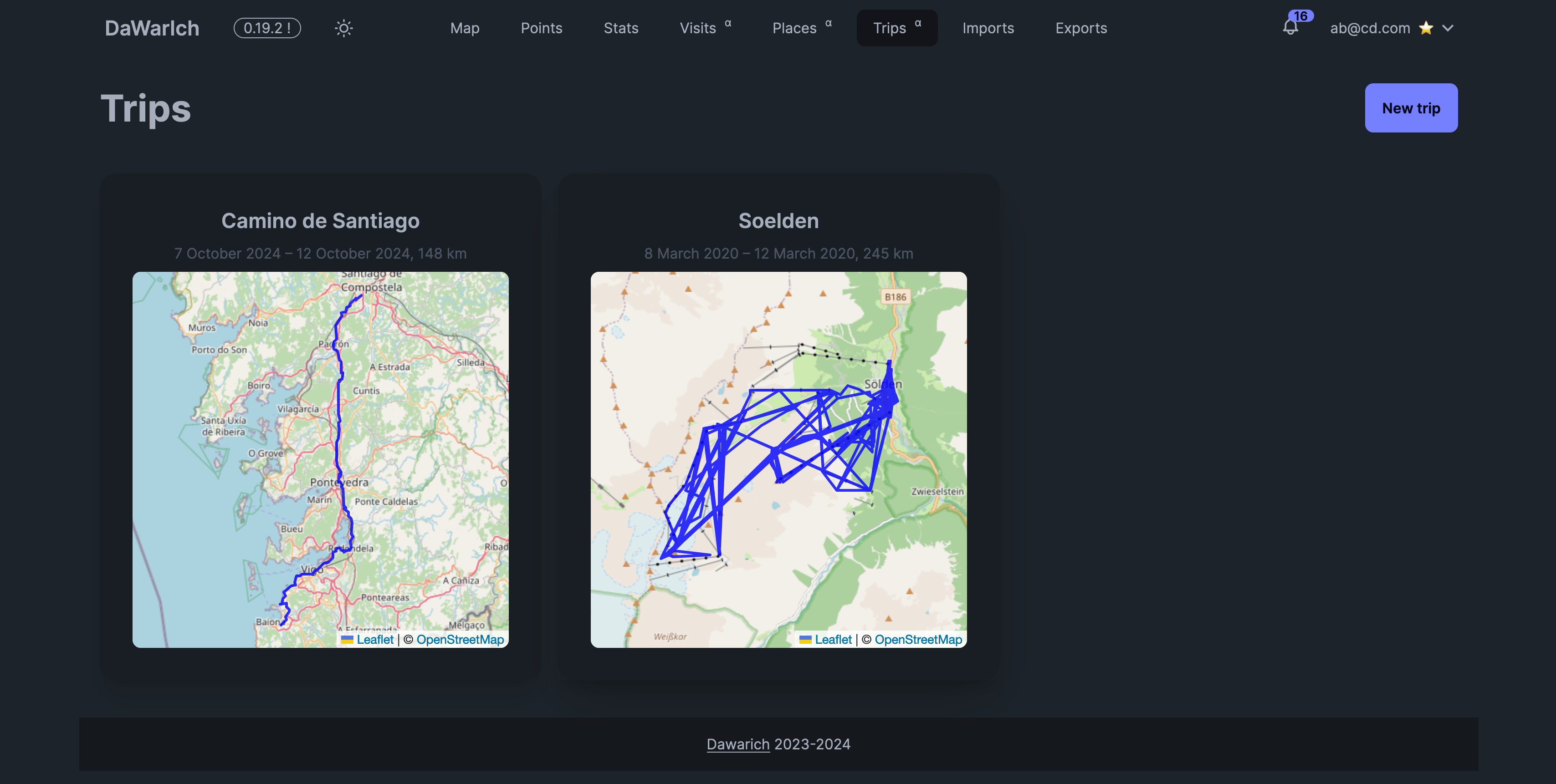 Visualize your trips on a map