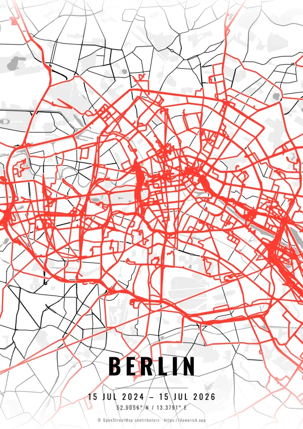 Berlin route poster in the Contrast Zones theme