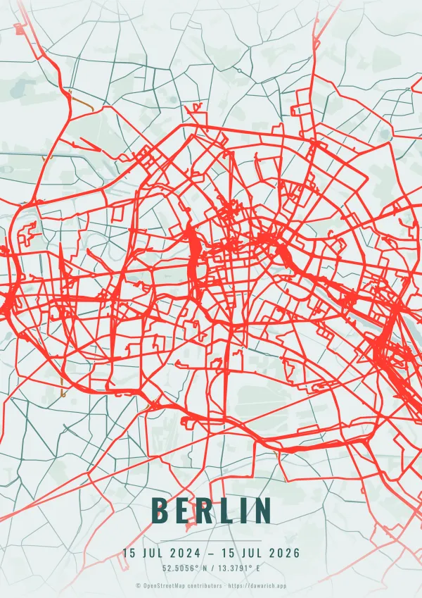 Berlin route poster in the Copper Patina theme