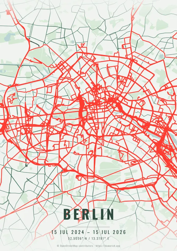 Berlin route poster in the Forest theme