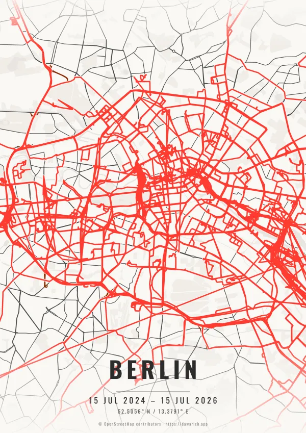 Berlin route poster in the Japanese Ink theme