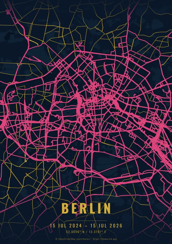 Berlin route poster in the Midnight Blue theme