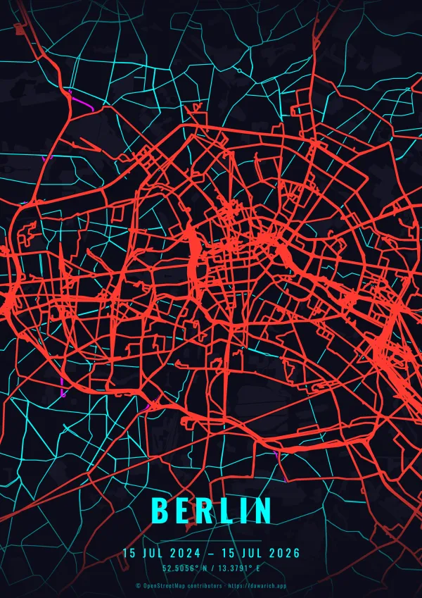 Berlin route poster in the Neon Cyberpunk theme