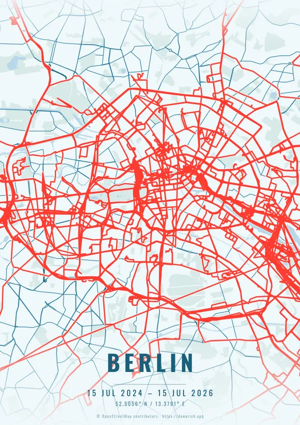 Berlin route poster in the Ocean theme