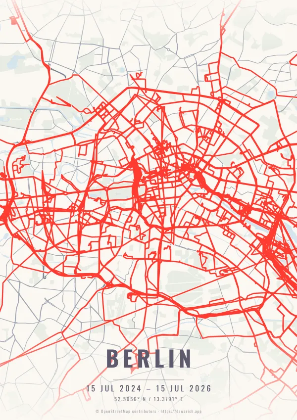Berlin route poster in the Pastel Dream theme