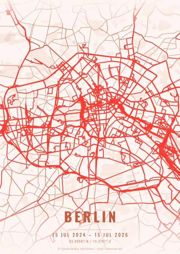 Berlin route poster in the Sunset theme
