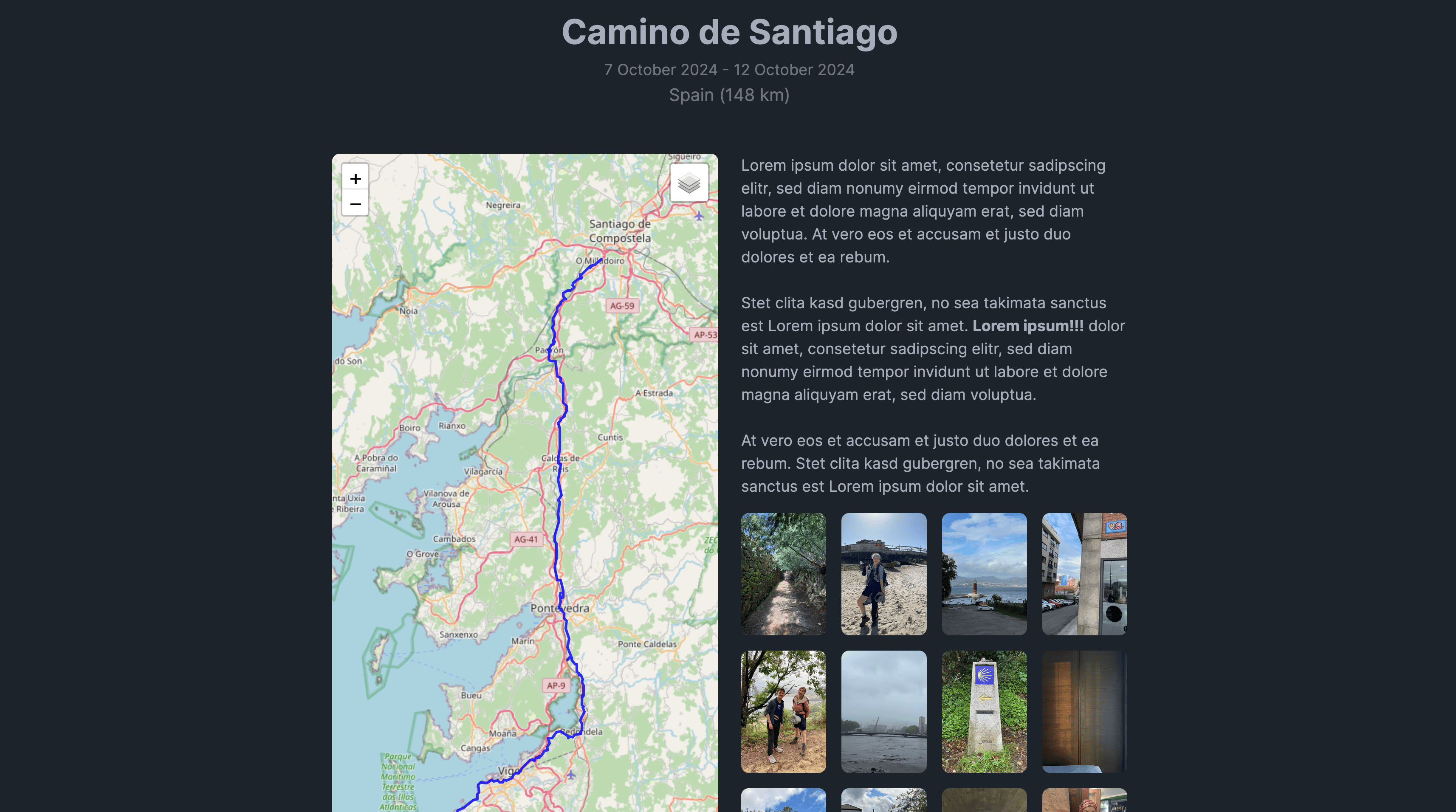 Trip details with map and statistics